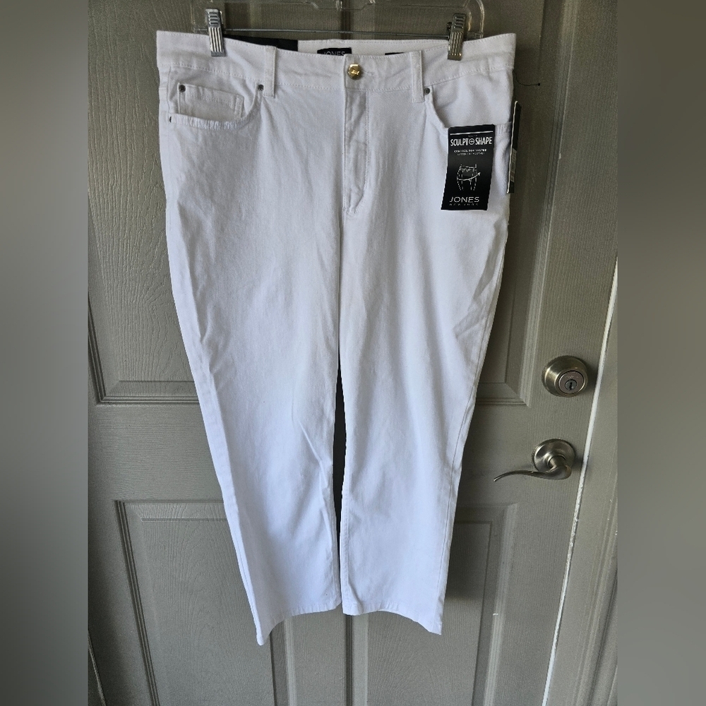 Jones New York Lexington Capri Jeans Sz 12 White Women Sculpt Shaper 34x24 - Picture 2 of 14